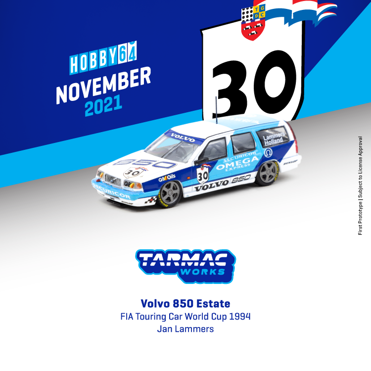 1/64 TARMAC Volvo 850 Estate FIA Touring Car World Cup 1994 Jan Lammers (T64-039-94WC30)