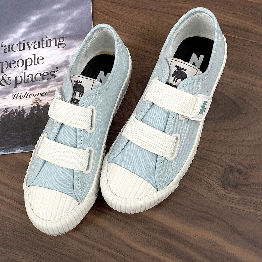 【惜福商品$799】moz瑞典 駝鹿魔鬼氈帆布餅乾童鞋(寶寶藍)