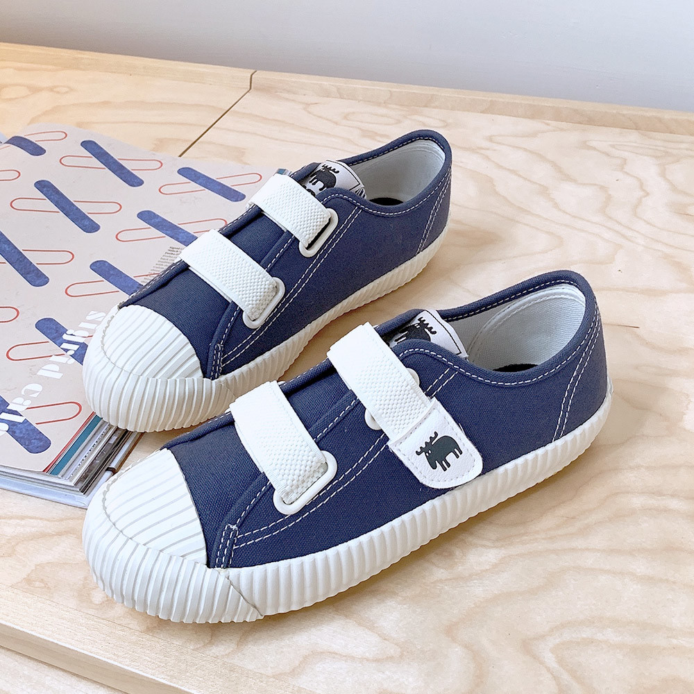 moz瑞典 駝鹿魔鬼氈帆布餅乾童鞋(復古藍)