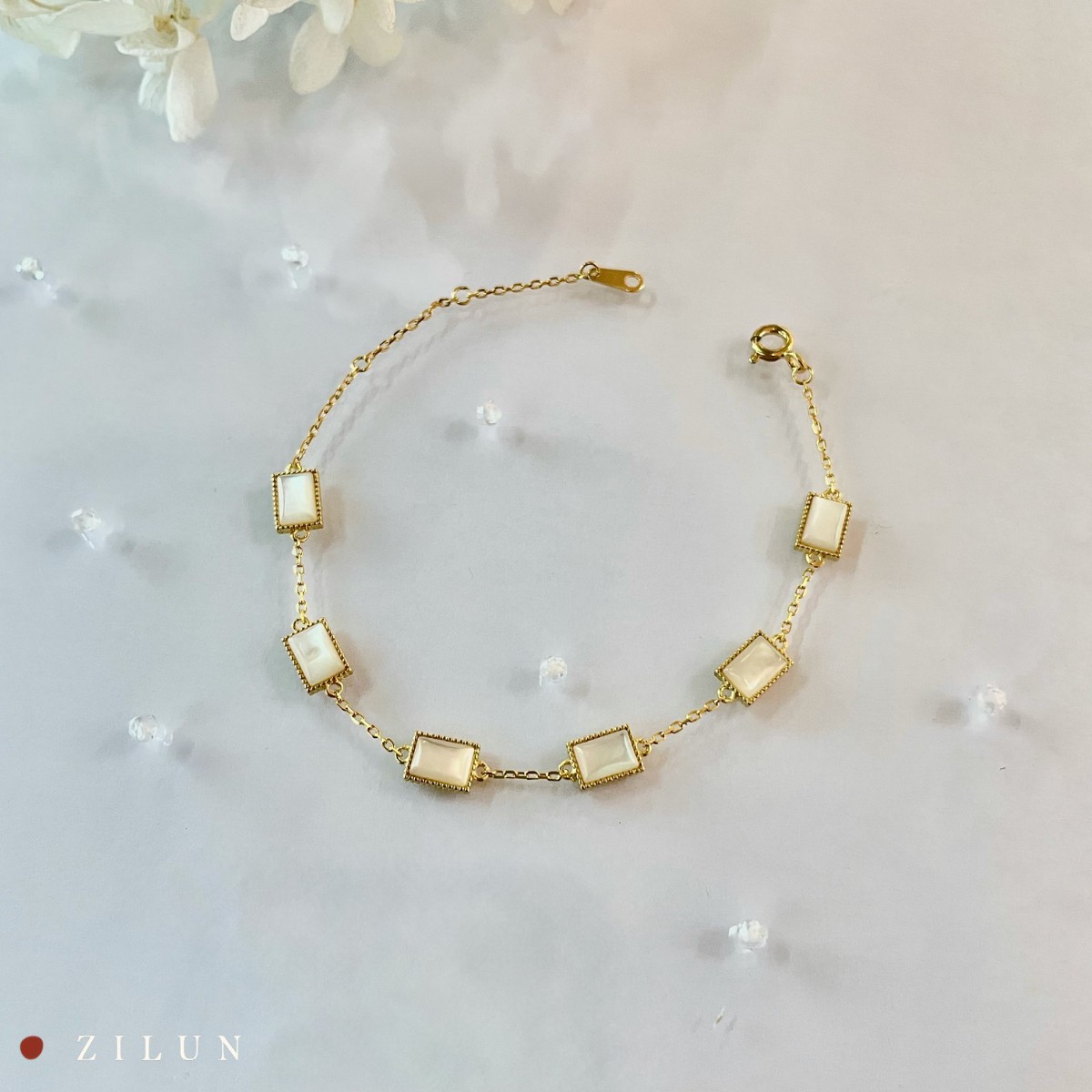 │輕珠寶│奶油蛋糕 • 白蝶貝 • 純銀手鍊 • 925silver