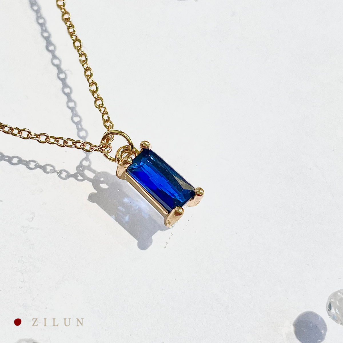 │輕珠寶│人魚寶藏 • 微鑲藍鋯石 • 項鍊 • 14K注金 • 14kgf