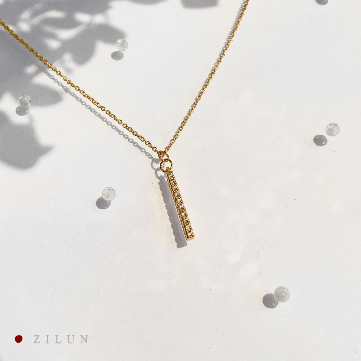 │簡約│ 流光 • 鋯石 • Y字鍊 • 14K注金 • 14kgf