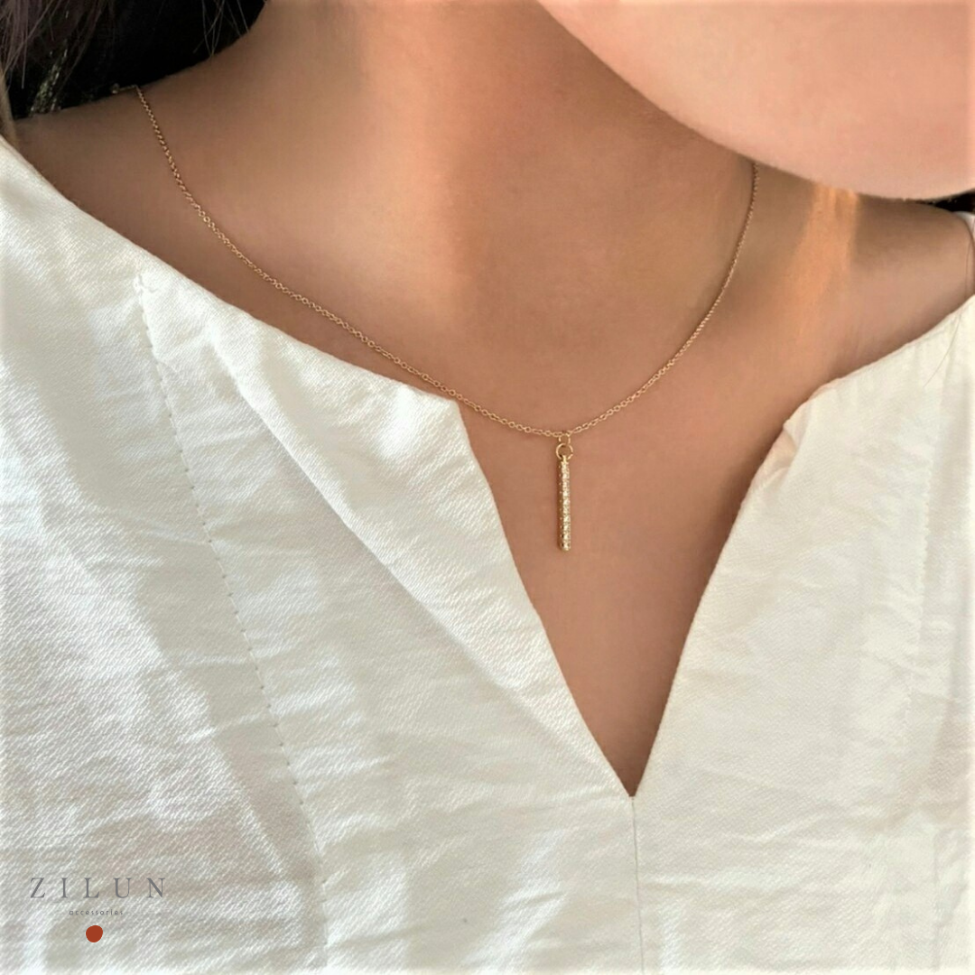 │簡約│ 流光 • 鋯石 • Y字鍊 • 14K注金 • 14kgf