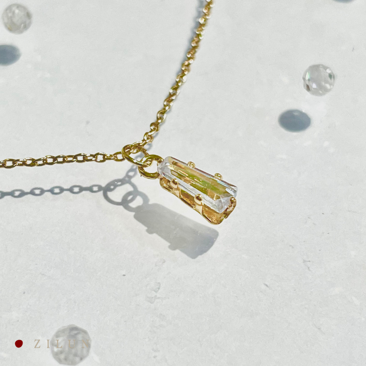 │輕珠寶│黃金糖 • 微鑲白鋯石 • 項鍊 • 14K注金 • 14kgf