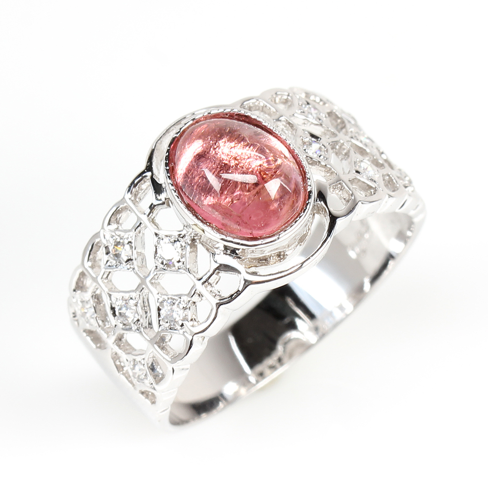 【雅紅珠寶】天然碧璽戒指-尾戒-925銀飾-楚楚動人-R0249