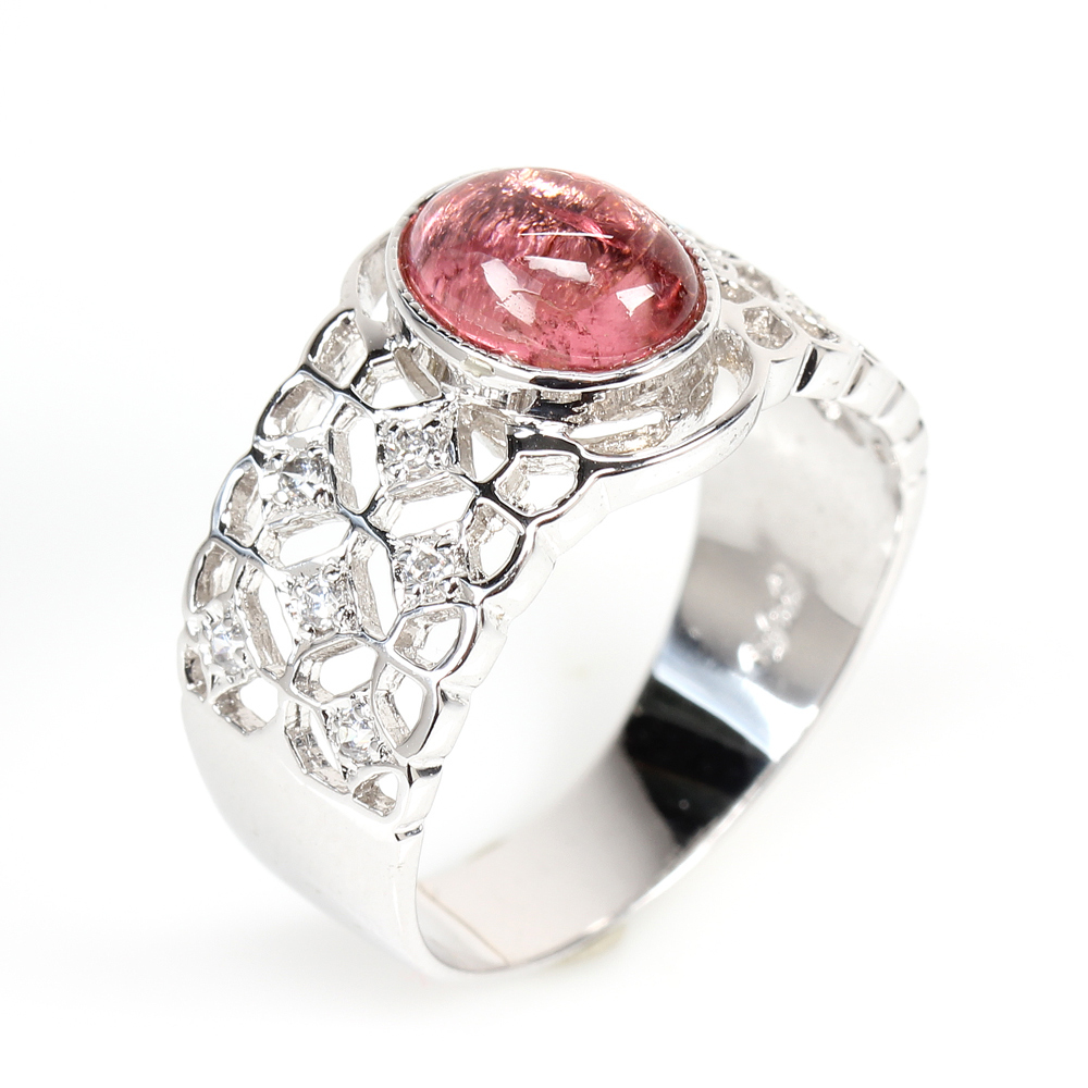 【雅紅珠寶】天然碧璽戒指-尾戒-925銀飾-楚楚動人-R0249