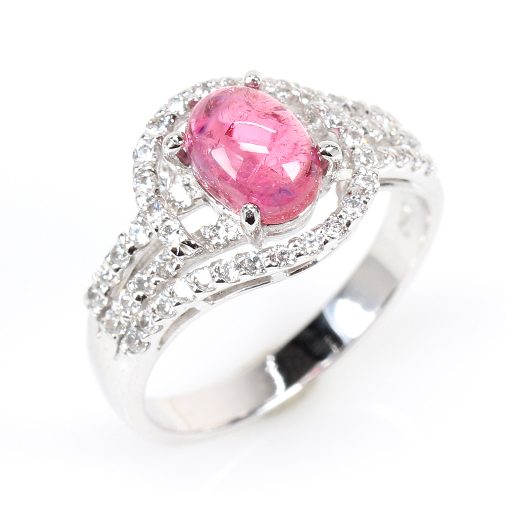 【雅紅珠寶】天然紅碧璽戒指-925銀飾-春意盎然-R0364