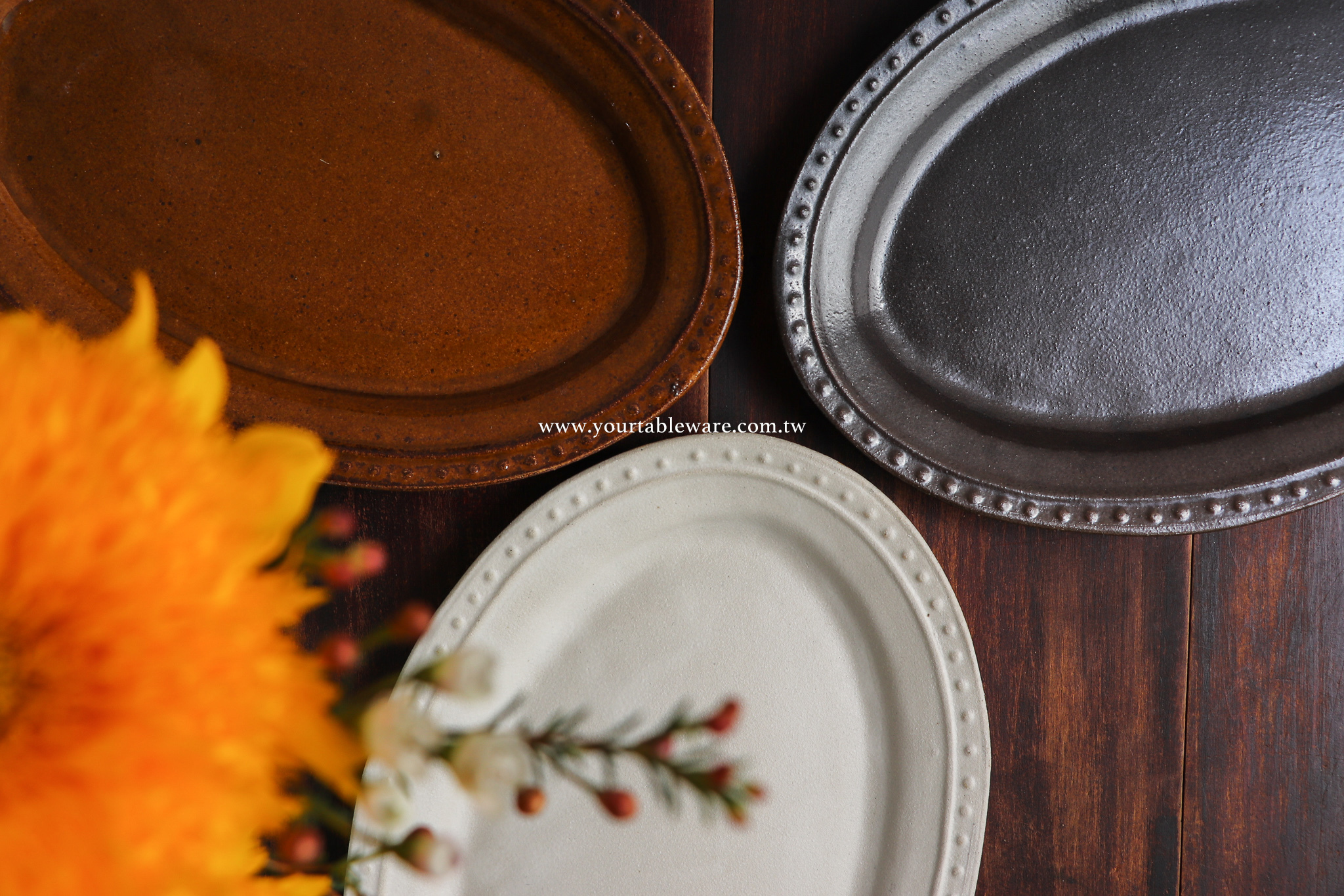 Mashiko Yaki 益子燒 復古法式輪點 橢圓皿