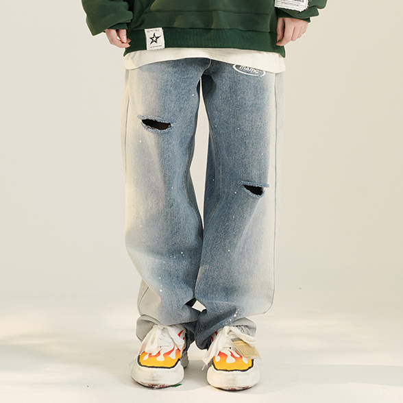 【 MAMC | 拼色潑墨牛仔長褲 - 2色 】