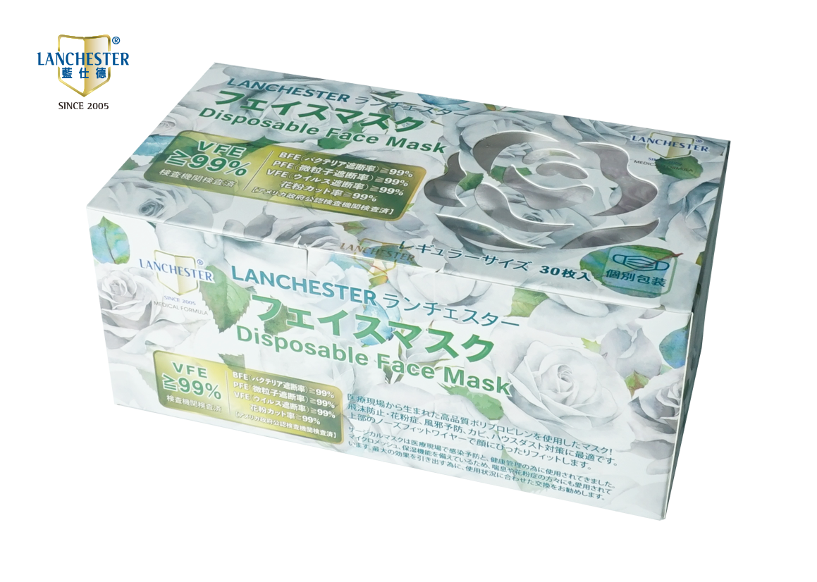 【戀愛物語】Lanchester 成人三層防護口罩 白玫瑰三十片獨立包裝
