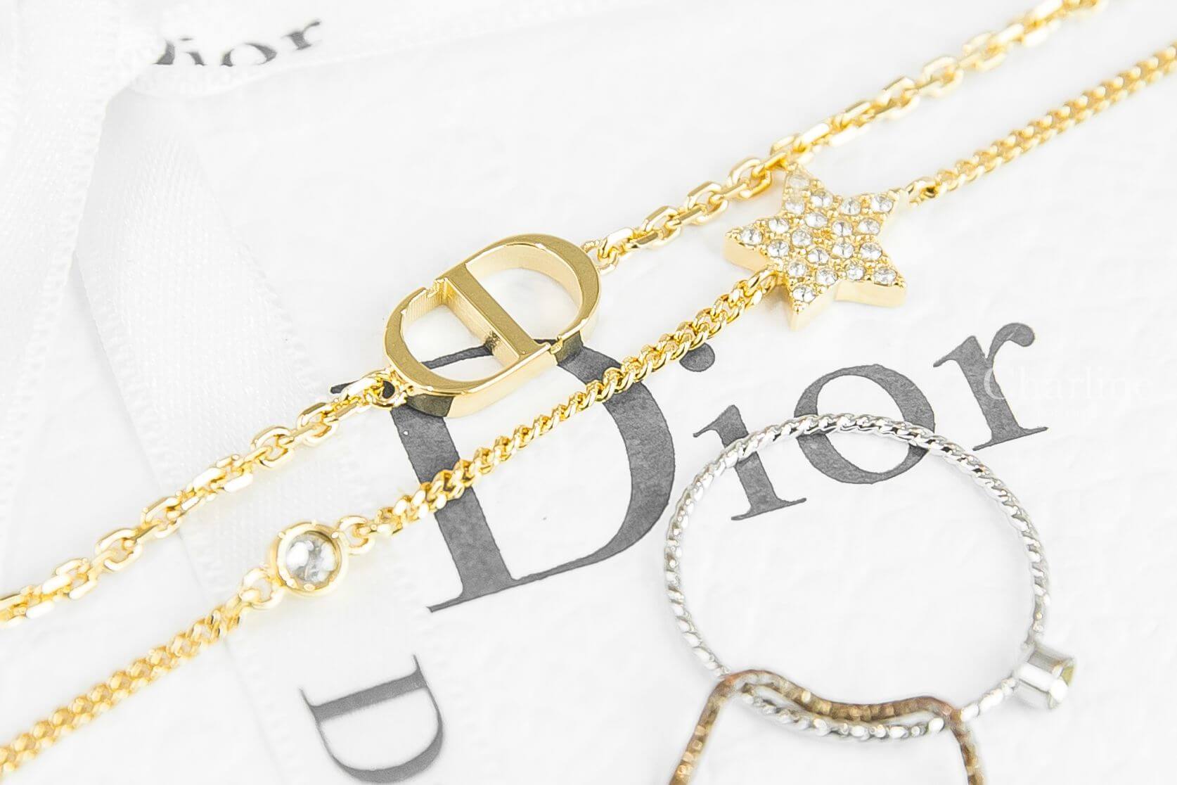 Dior Petit CD Double Bracelet 金色CD水鑽星星不對稱雙鏈條手鍊