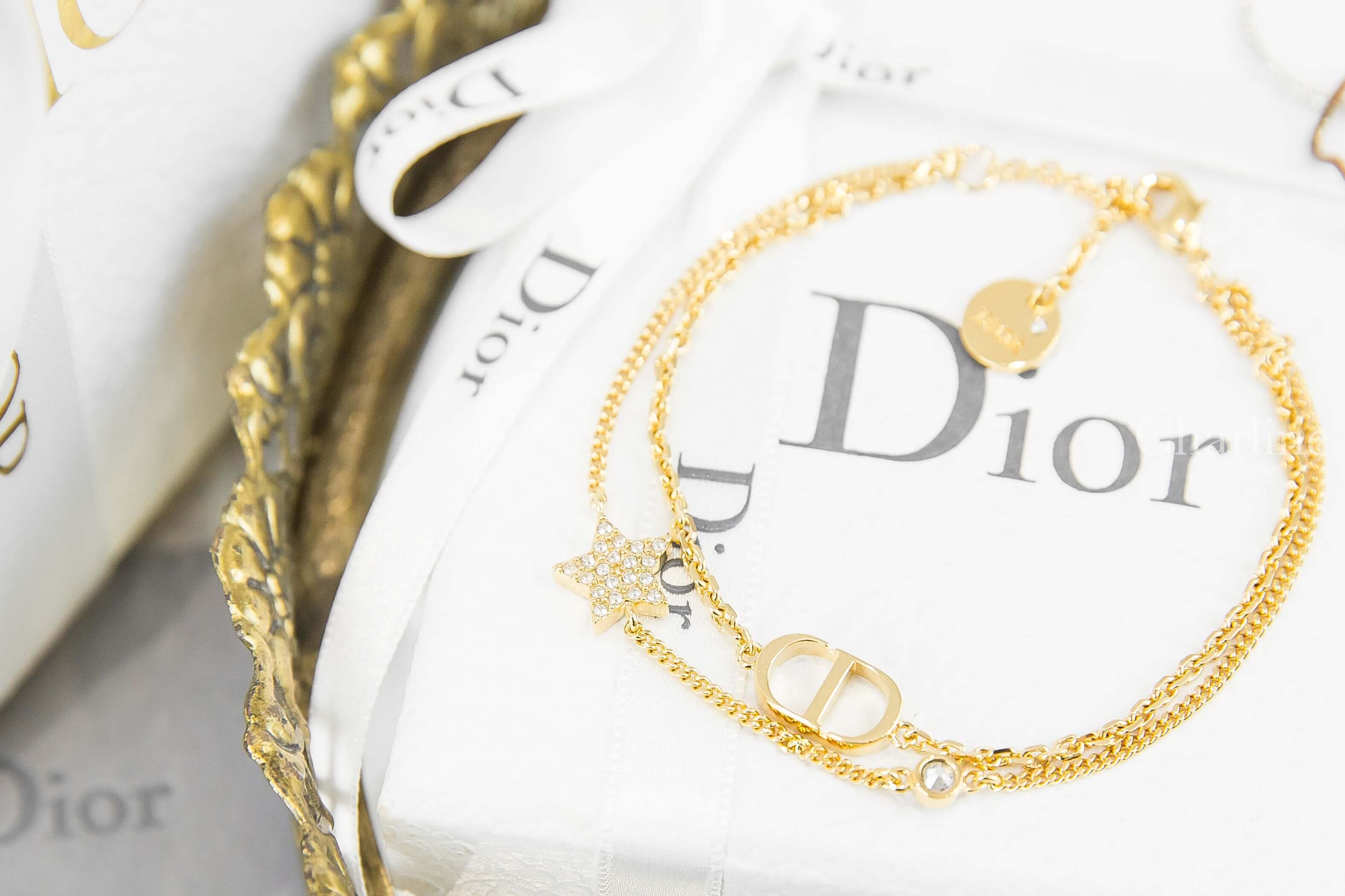 Dior Petit CD Double Bracelet 金色CD水鑽星星不對稱雙鏈條手鍊-Charline Boutique 精品代購