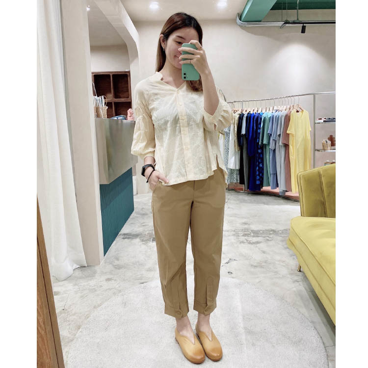 青楓翅果立體折紋襯衫-艾許