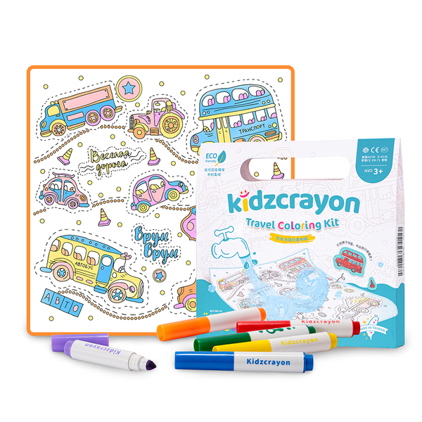 【kidzcrayon】水洗畫布隨行組-歐風車車