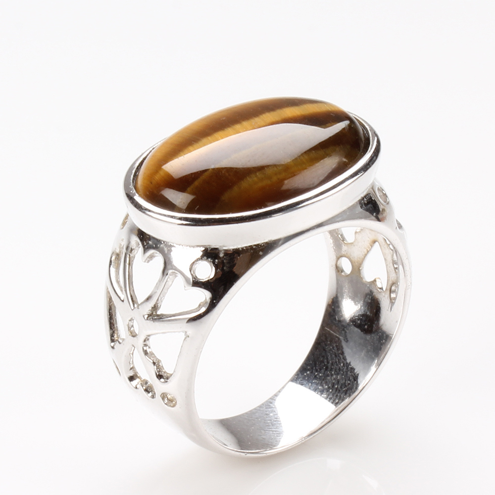 【雅紅珠寶】天然黃金虎眼石戒指-925銀飾-敬業樂群-R0250