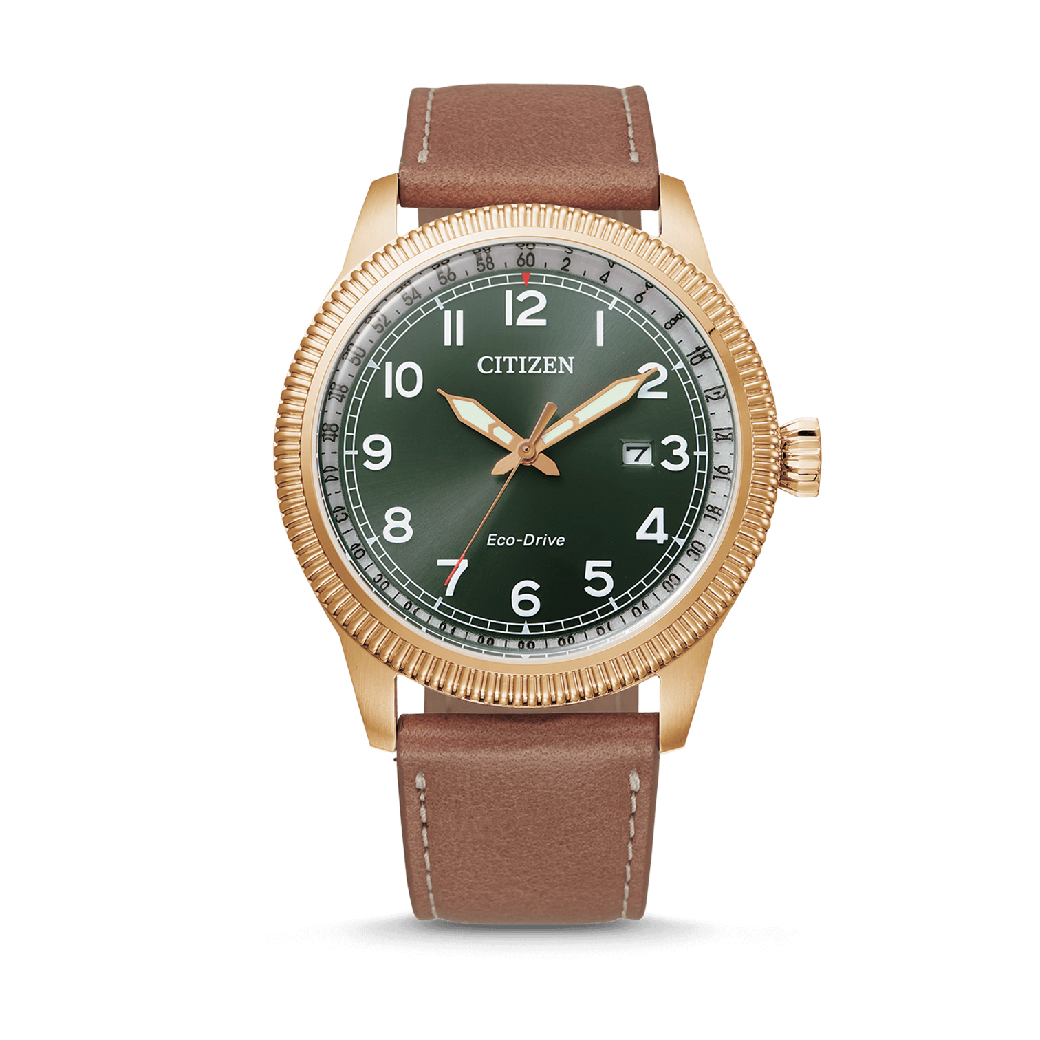 Citizen Eco-Drive 光動能 復古皮帶錶 玫瑰金 BM7483-15X