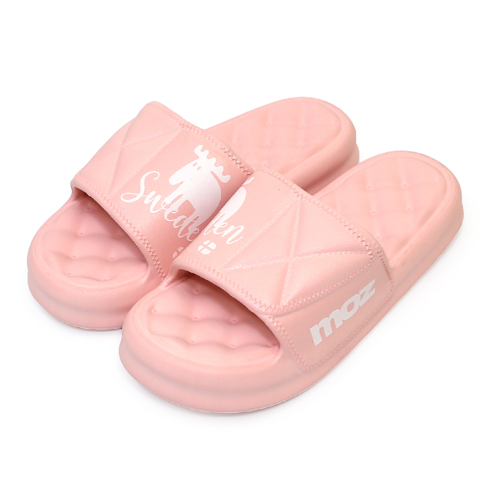 【惜福商品$599】moz瑞典 駝鹿 厚片鬆餅拖鞋-草莓牛奶