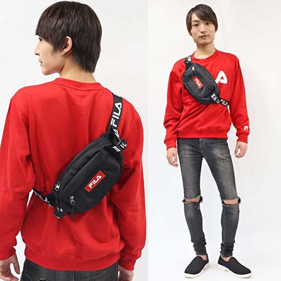 日版 Fila Logo Tape 帆布腰包