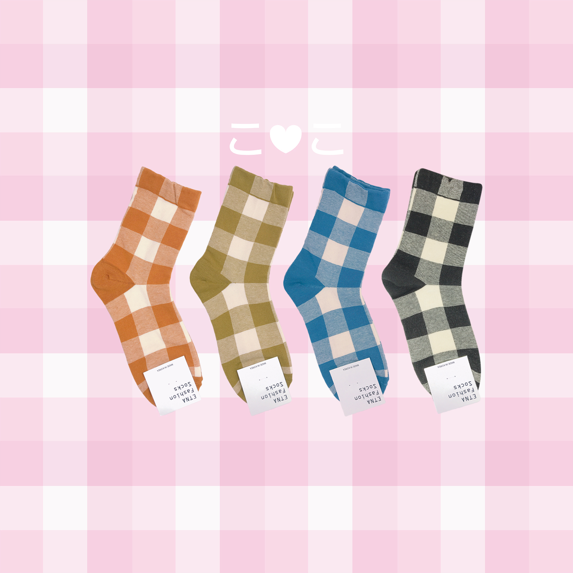 正韓野餐格紋造型襪子