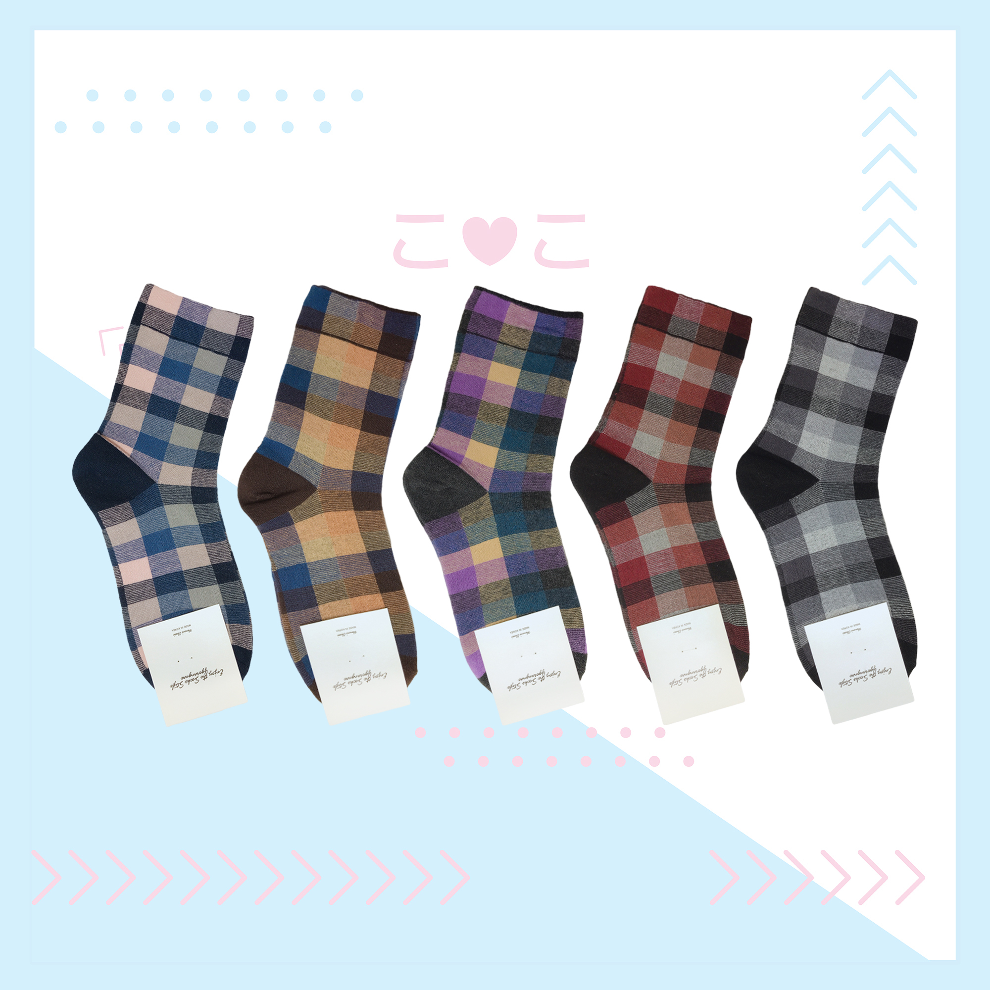 正韓質感深色系列格子襪子