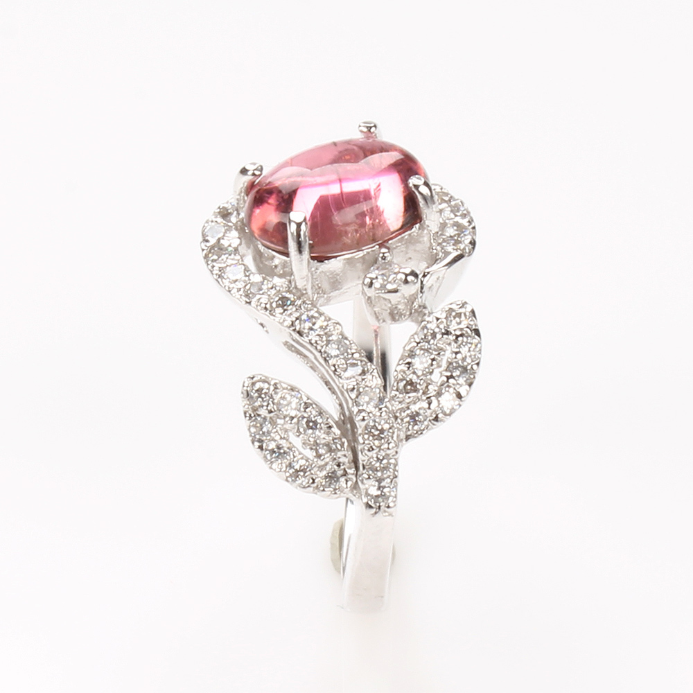 【雅紅珠寶】天然碧璽戒指-尾戒-925銀飾-一朵小花-R0252