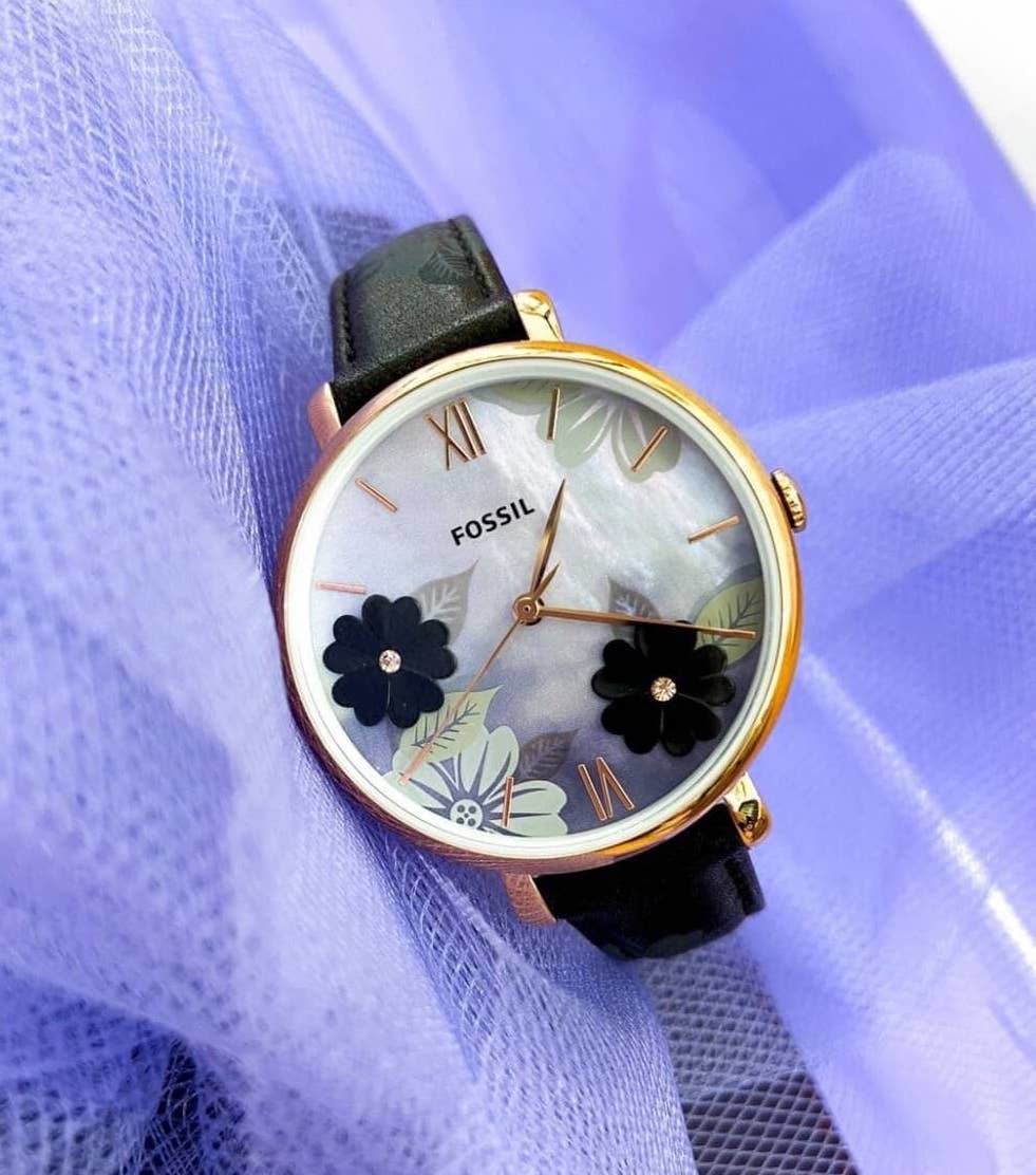 【FOSSIL】Jacqueline 百魅儷人真皮女錶-黑色  ES4535 36mm 現代鐘錶