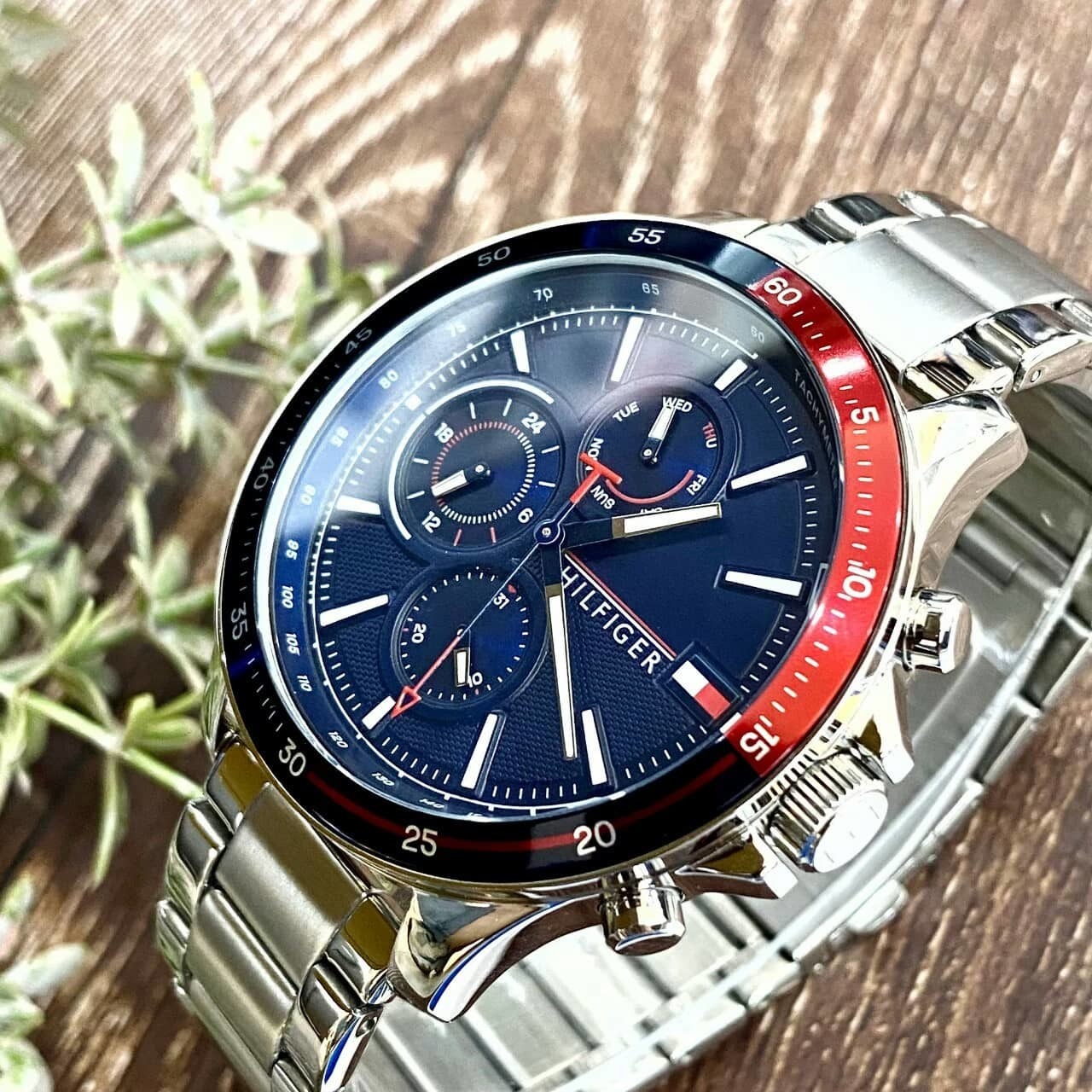 【Tommy Hilfiger】潮流藍面三眼不鏽鋼男錶 1791718 46mm 現代鐘錶