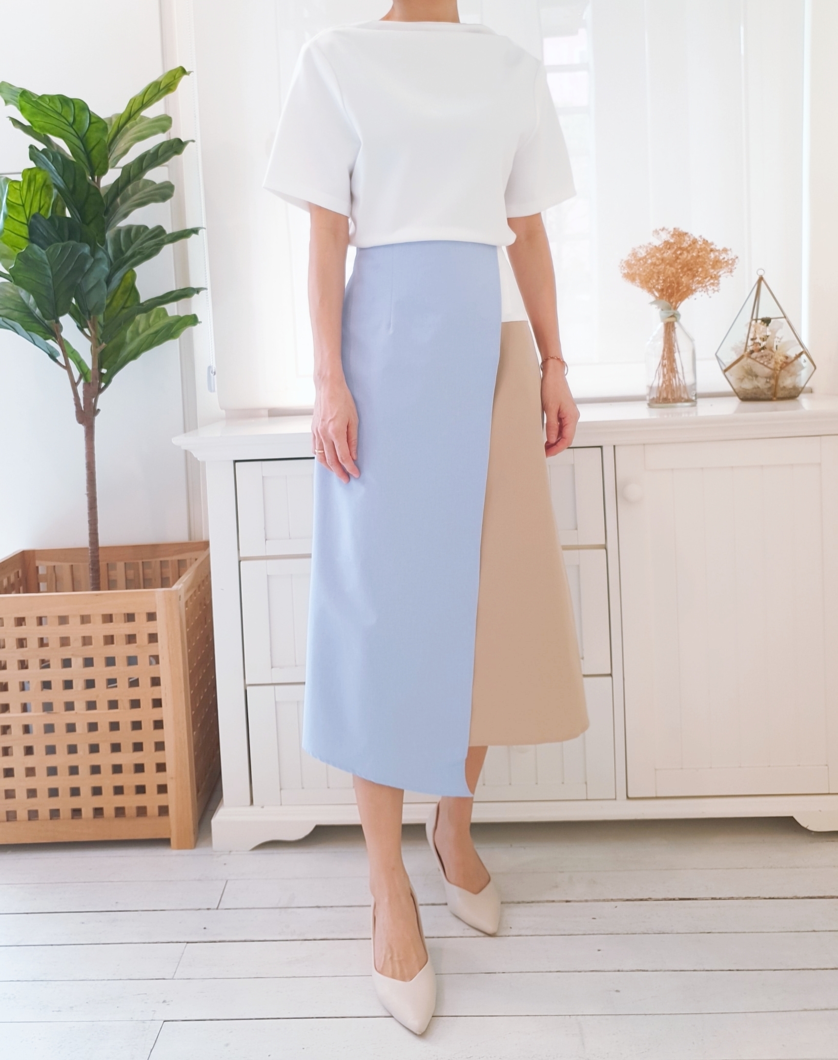 ASYMMETRICAL S/SLEEVE SHIFT DRESS