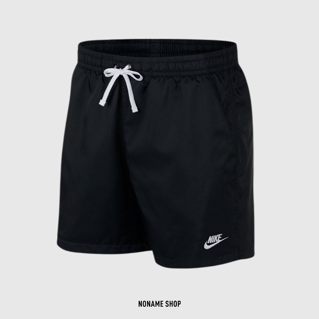 NIKE Sportswear 字勾 休閒 輕量 透氣 海灘褲 抽繩 短褲 黑