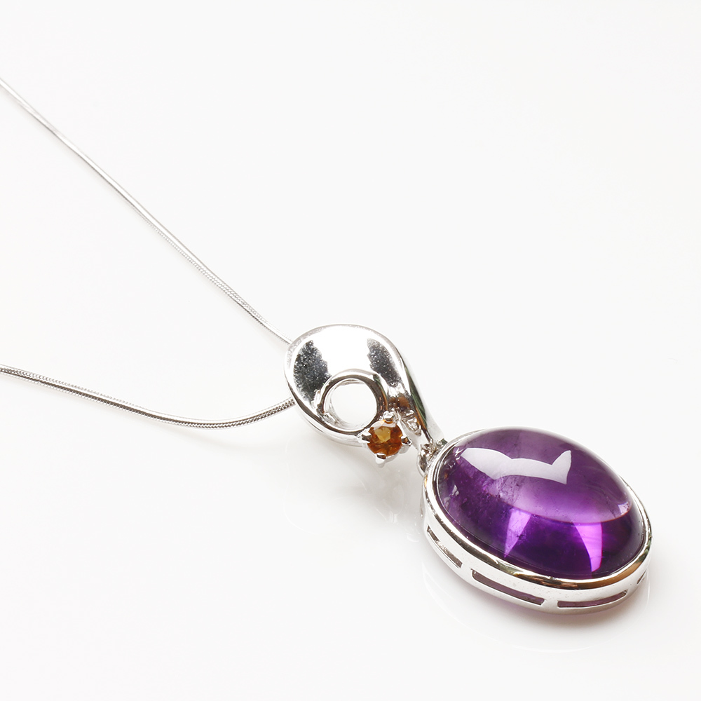 【雅紅珠寶】天然紫水晶項鍊-925銀飾-皓月千里-N0187