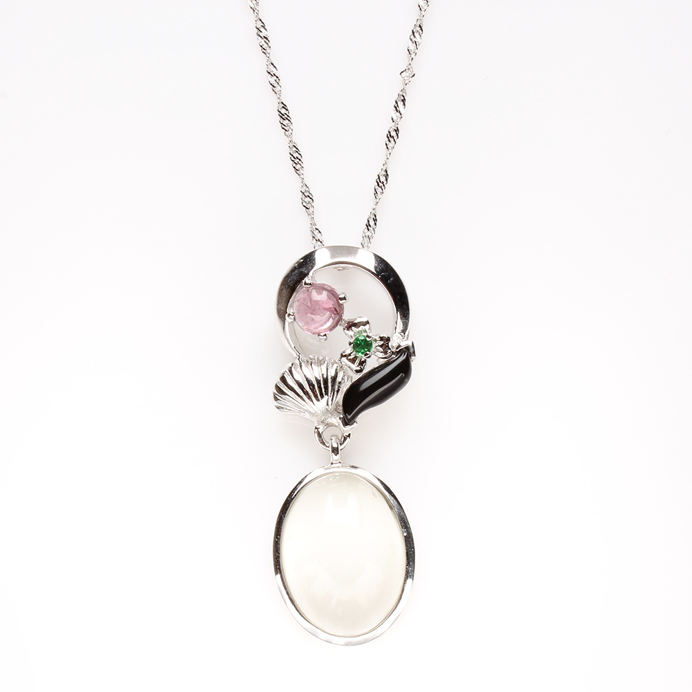 【雅紅珠寶】天然月光石項鍊-925銀飾-心肝寶貝-N0188