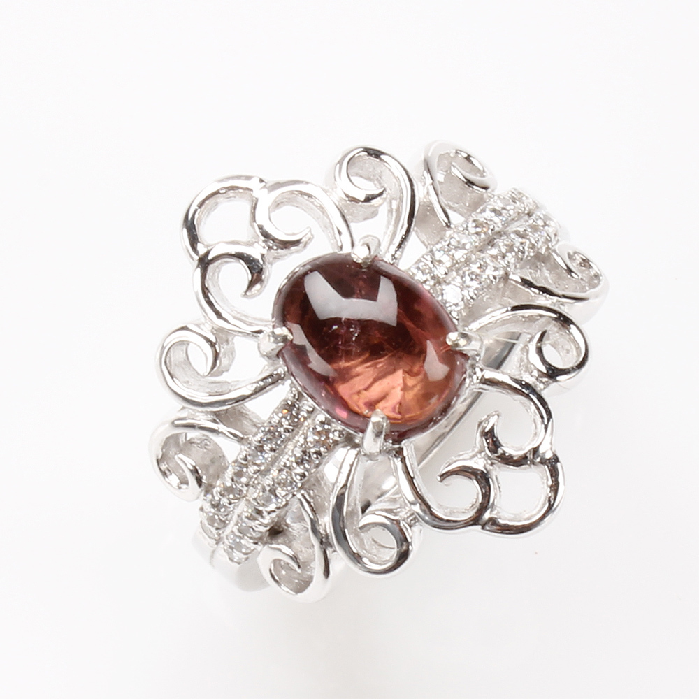 【雅紅珠寶】天然碧璽戒指-925銀飾-纖纖玉手-R0254