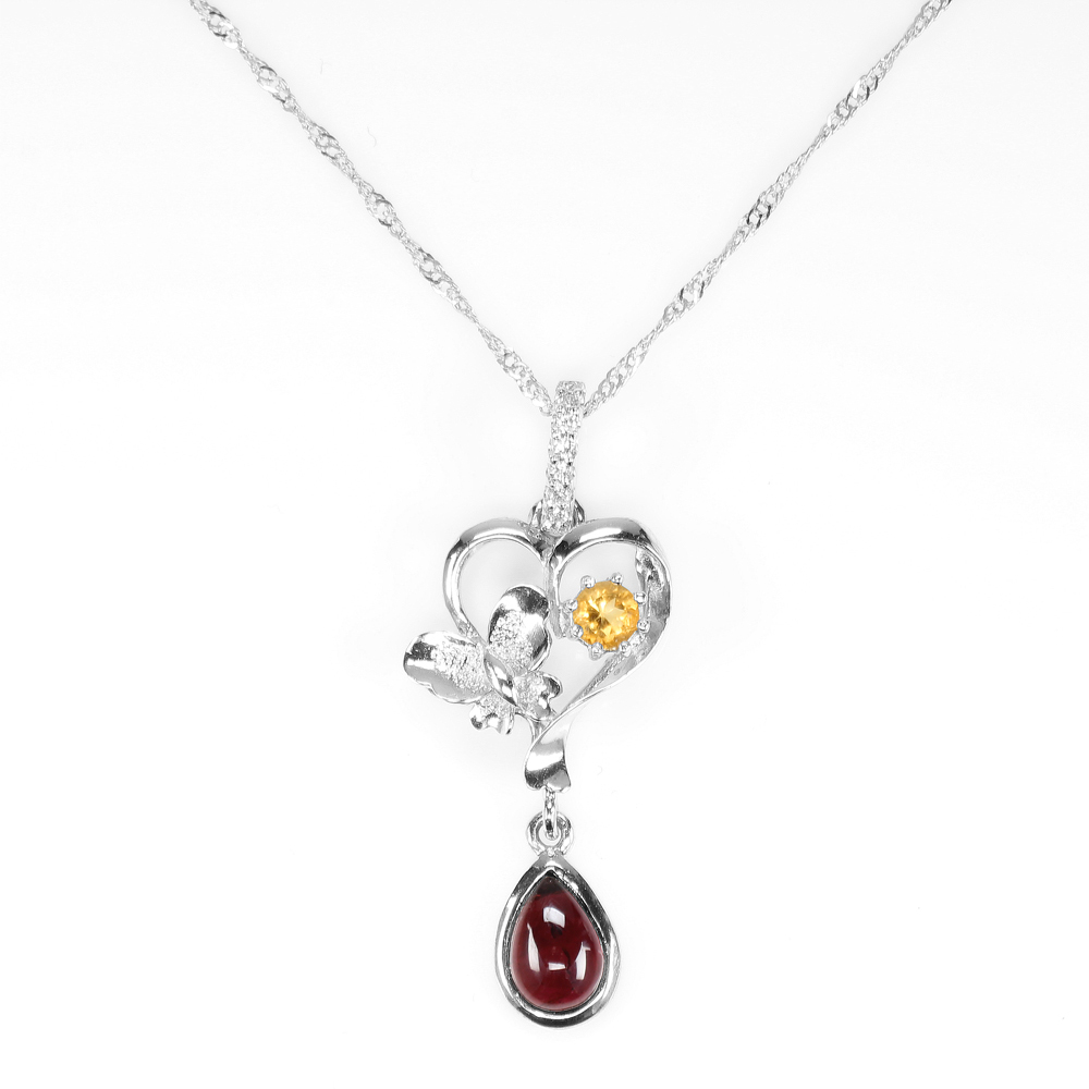 【雅紅珠寶】天然碧璽項鍊-925銀飾-鶯聲燕語-N0240