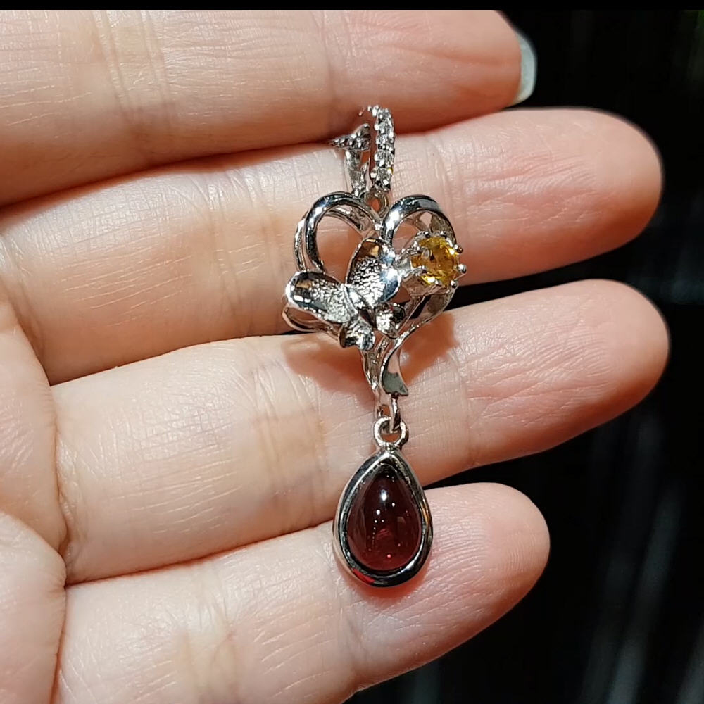 【雅紅珠寶】天然碧璽項鍊-925銀飾-鶯聲燕語-N0240