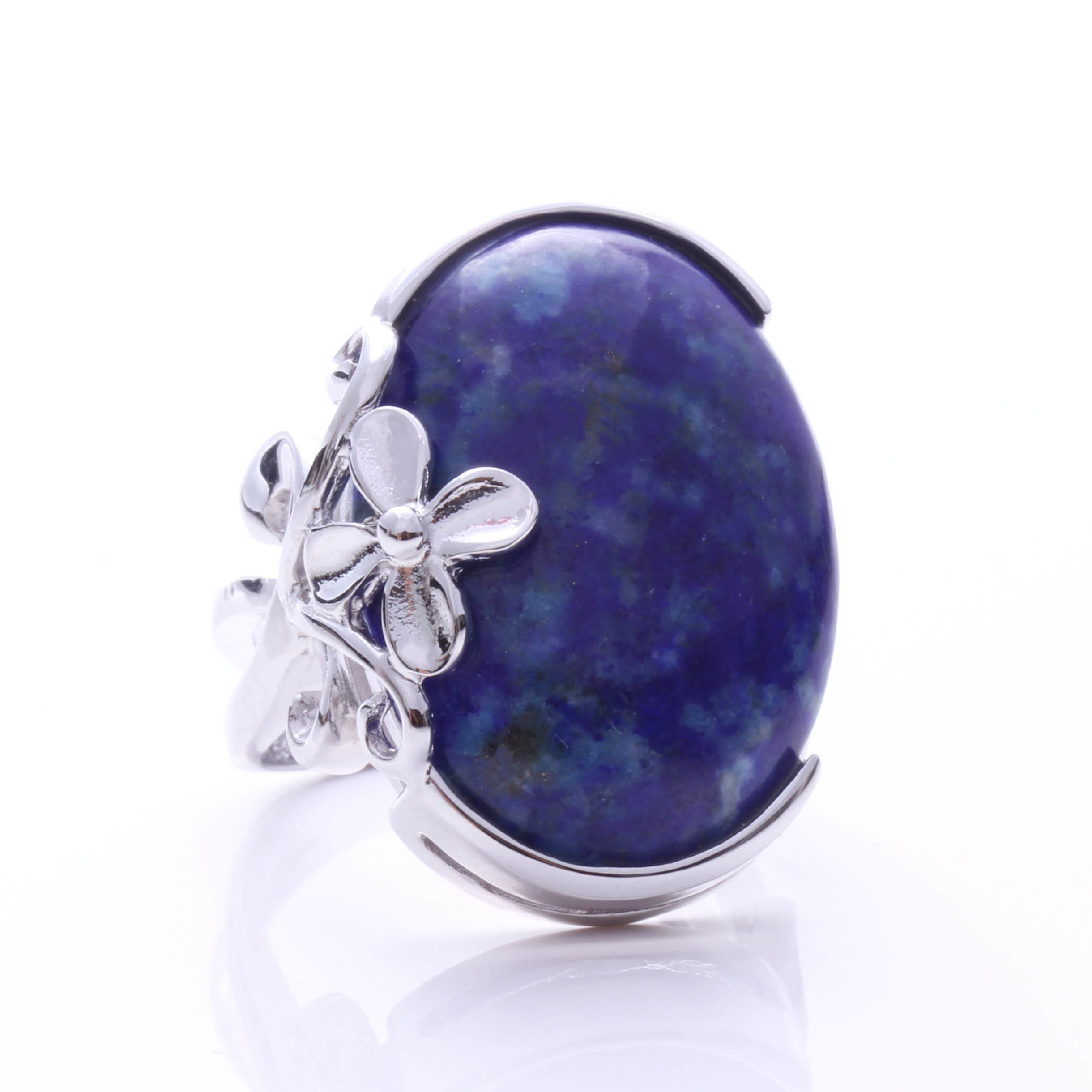 【雅紅珠寶】天然青金石戒指-925銀飾-花開富貴-R0258