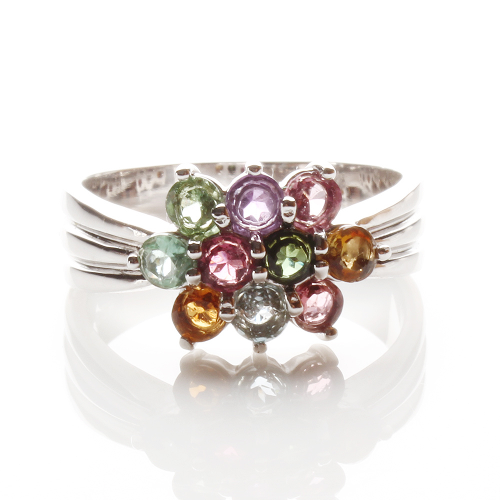 【雅紅珠寶】天然碧璽戒指-925銀飾-花飛蝶舞-R0257