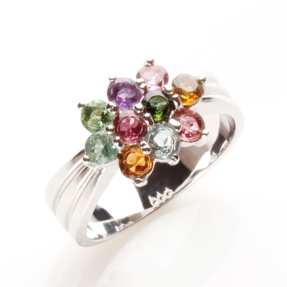 【雅紅珠寶】天然碧璽戒指-925銀飾-花飛蝶舞-R0257