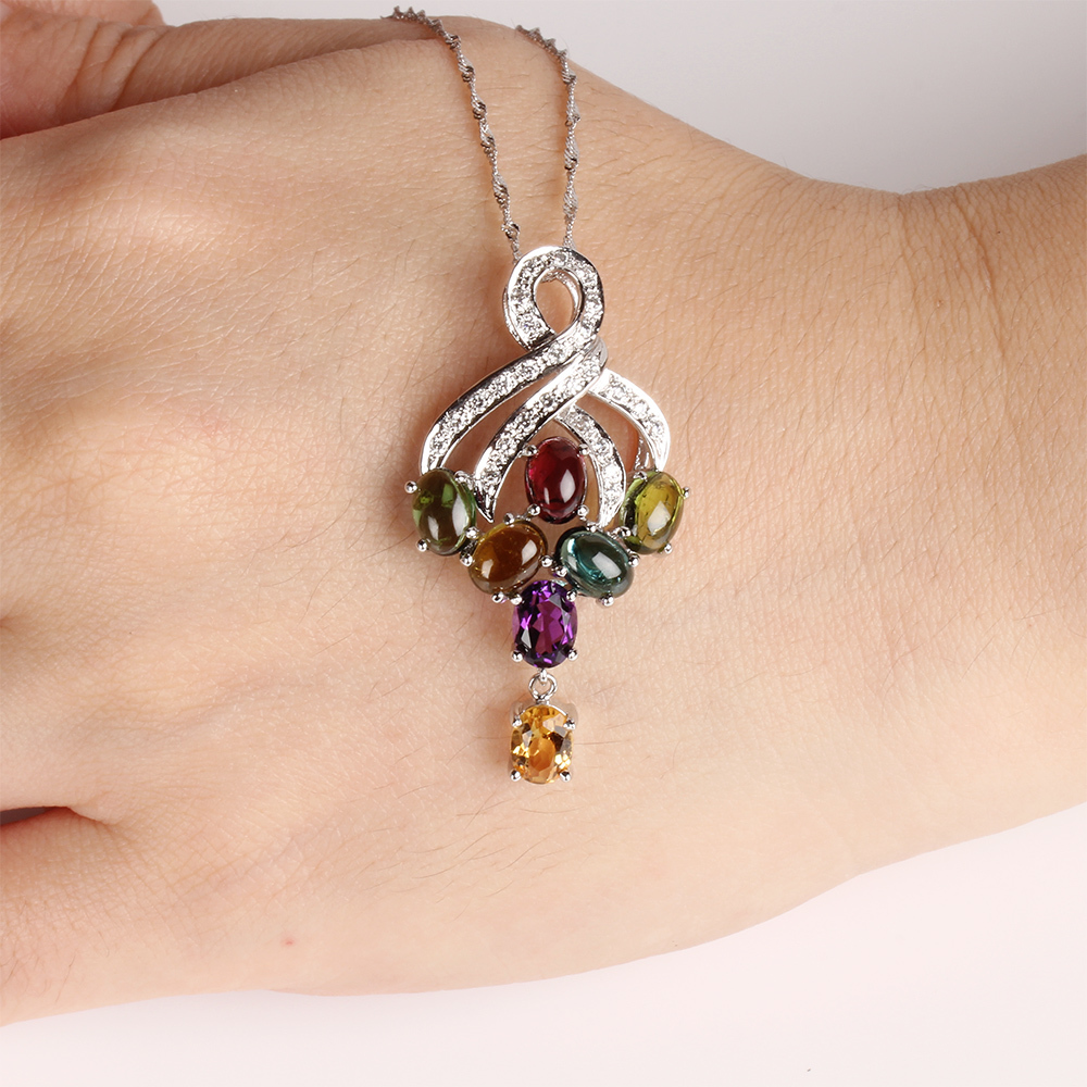 【雅紅珠寶】天然碧璽項鍊-925銀飾-結實累累-N0190