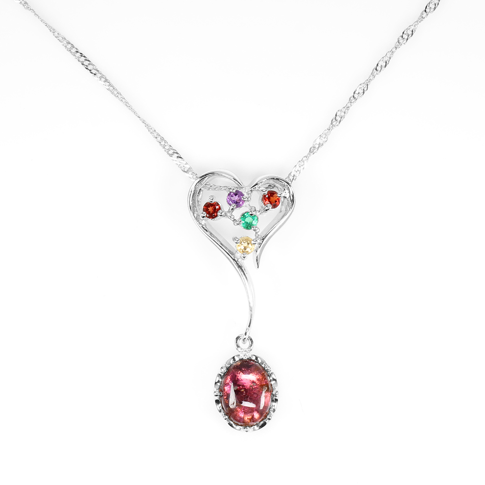 【雅紅珠寶】天然碧璽項鍊-925銀飾-清耳悅心-N0241