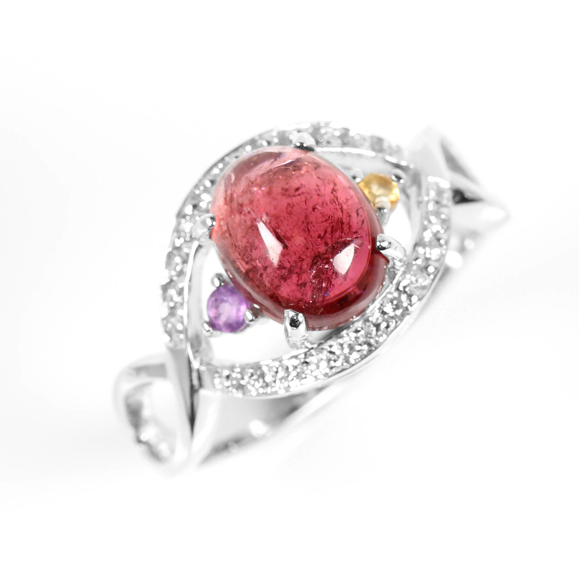 【雅紅珠寶】天然紅碧璽戒指-925銀飾-拈花微笑-R0367