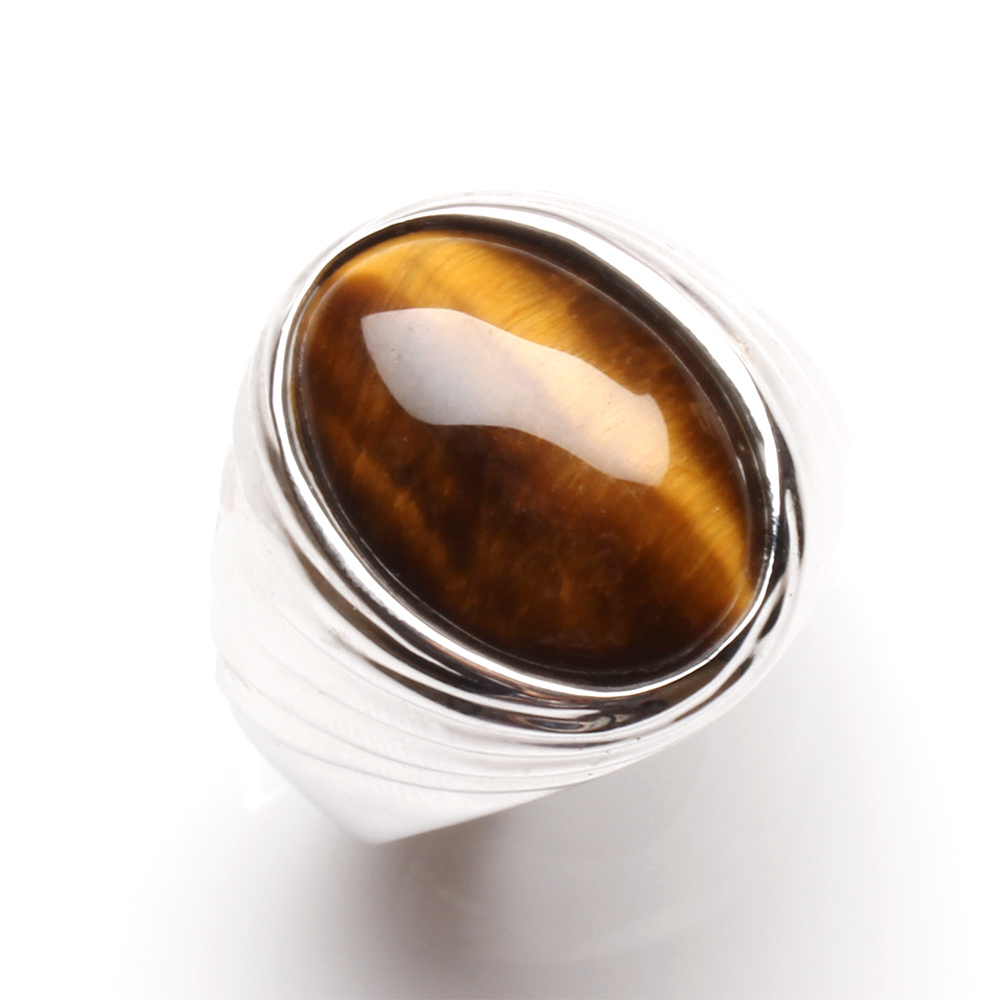 【雅紅珠寶】天然黃金虎眼石戒指-925銀飾-個中翹楚-戒台霧面處理-R0261-2