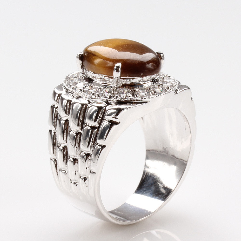 【雅紅珠寶】天然黃金虎眼石戒指-925銀飾-厚植根基-R0260