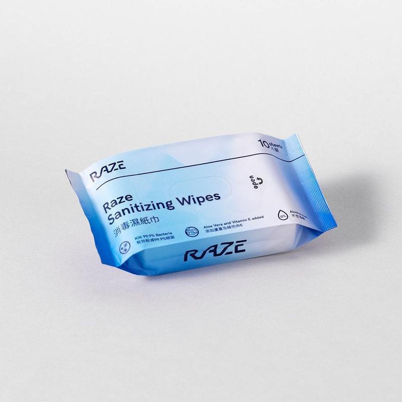 【消毒濕巾】RAZE Sanitizing Wipes-苯扎氯銨【RAZE】60秒內殺滅99.9%病原體