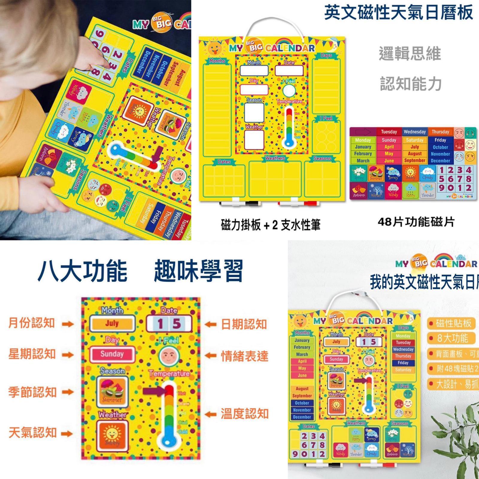 英文磁性天氣日曆掛板