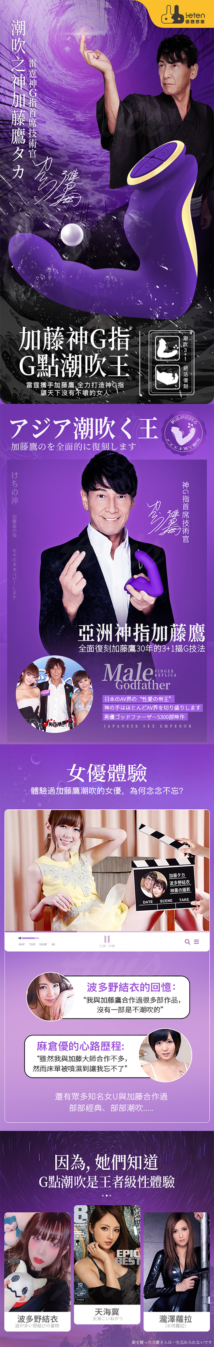 Leten 加藤鷹神G指 10段變頻智能加溫摳動按摩器