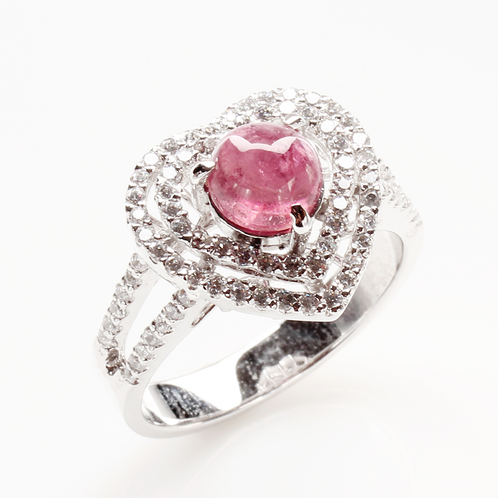 【雅紅珠寶】天然碧璽戒指-925銀飾-心中有你-R0264