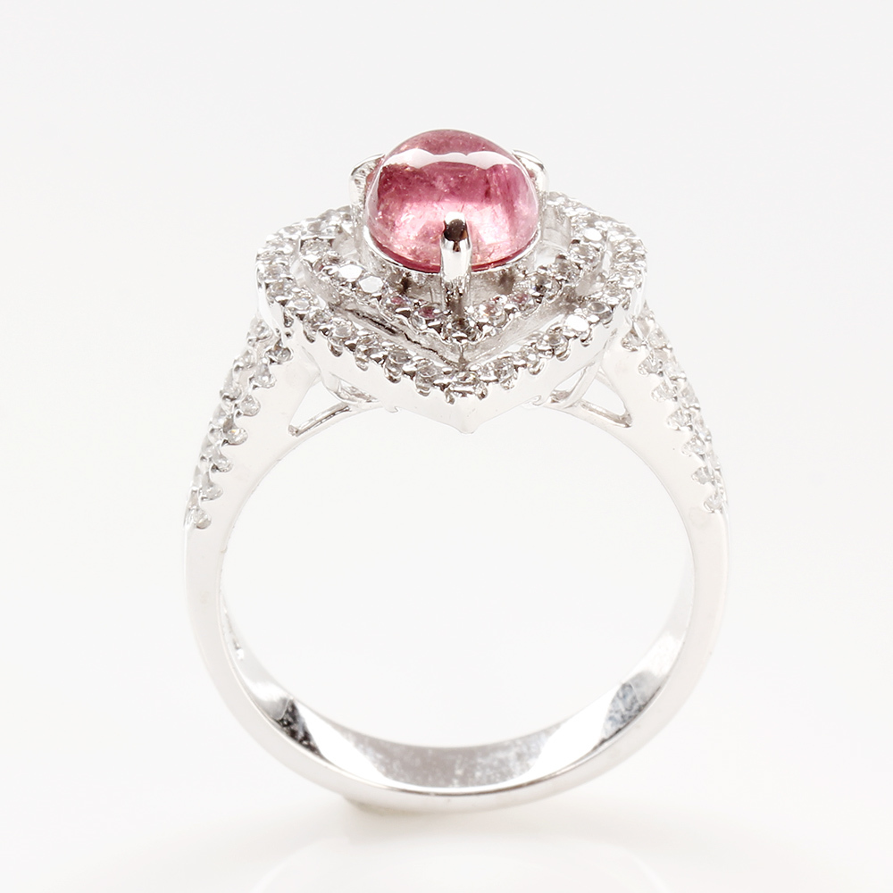 【雅紅珠寶】天然碧璽戒指-925銀飾-心中有你-R0264