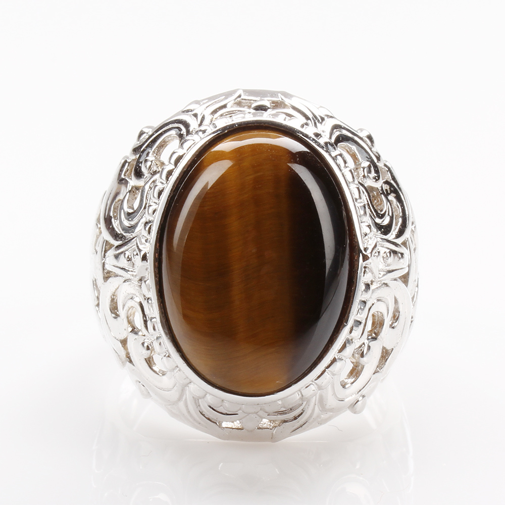 【雅紅珠寶】天然黃金虎眼石戒指-925銀飾-開創機運-R0266