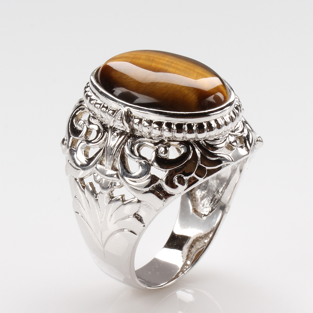 【雅紅珠寶】天然黃金虎眼石戒指-925銀飾-開創機運-R0266