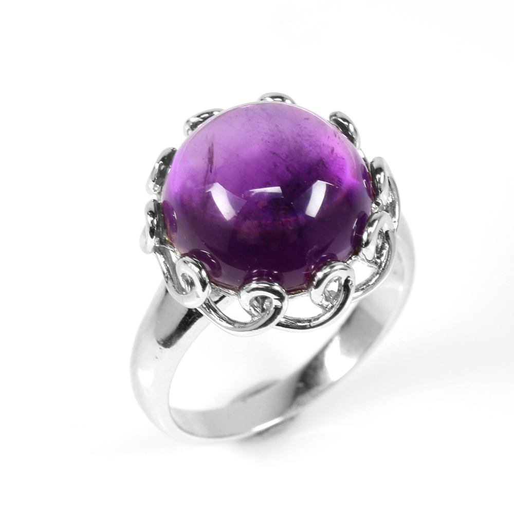 【雅紅珠寶】天然紫水晶戒指-925銀飾-春暖花開-R0384